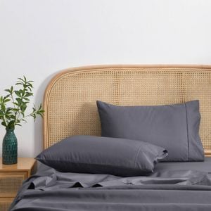 Dreamaker 1500tc Cotton Rich Standard Pillowcase Twin Pack - Charcoal