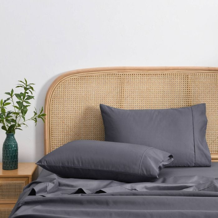Dreamaker 1500tc Cotton Rich Standard Pillowcase Twin Pack - Charcoal