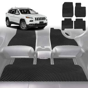 6D Diamond Car Floor Mats for Jeep Cherokee 2014-Current-Full Set-Black-Outback GT