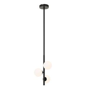 Telbix Moran Modern 3-Lights Pendant Hanging Lamp Light Metal Glass Black Opal Matt Matte