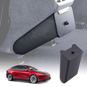 Rear Bin With Magnetic Lid For Tesla Model Y Juniper 2025-onwards Premium Abs Trash Can Interior Car Organizer Accessories