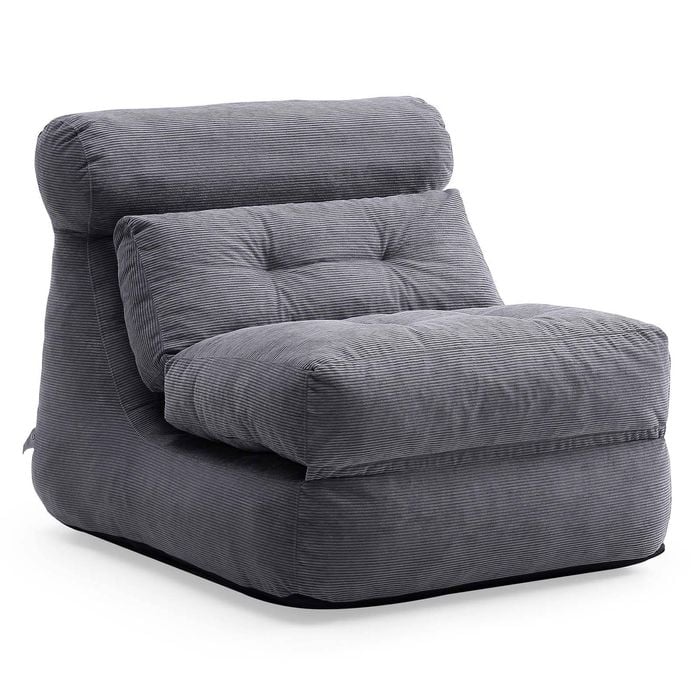 Bellos Living Corduroy Lounge Chair Single Sofa Bed in Grey