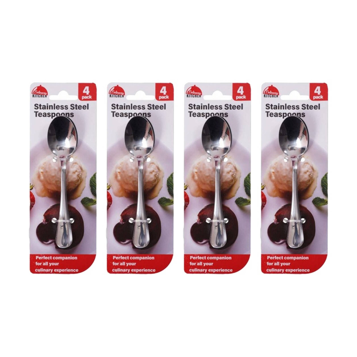 4x 4pc Braz Stainless Steel Deluxe Teaspoons Set Kitchen Cutlery 20cm ...