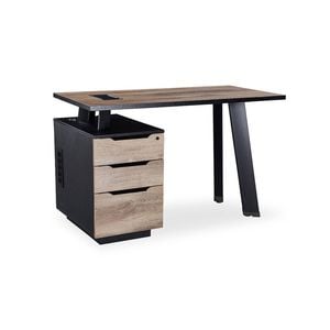 Modern Furniture ARTO Single Workstation Desk with Left Cabinet 120cm Oak&Black