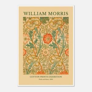 Galrie William Morris Cotton Prints Exhibition in Pink and Rose 1890 Art for Home Decor, Poster Only, A2 42 x 60cm (16 x 24inch)