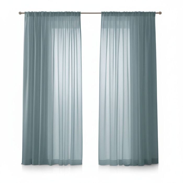 Blue-Grey Sheer Curtains for Living Room, Kitchen, Bedroom - Set of 2 (132 x 240 cm)