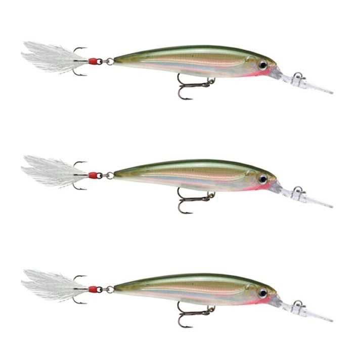 3x Rapala 10cm X Rap Deep Diving Jerkbait Fishing Lures - Olive Green
