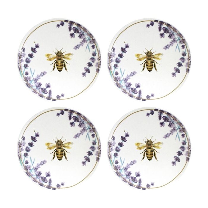 4pk Lvd Wildflower Bee Ceramic Kitchen Trinket Tray Gift Dish 10cm