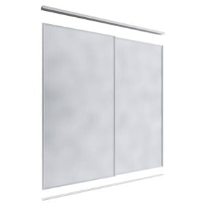 Lugna 2400 x 1801-2400mm Clear Anodised Mirror Wardrobe Double Sliding Doors