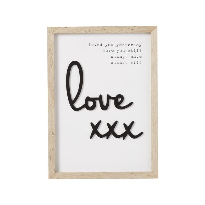Emporium Love Plaque White/Black 26x1.5x36cm