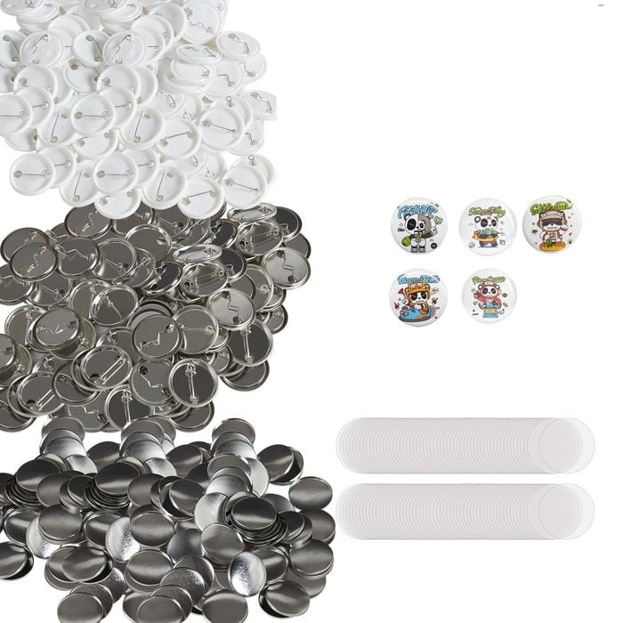 VEVOR 32mm Pin Back Button Parts 500 Sets DIY with Metal Top For Gifts Presents