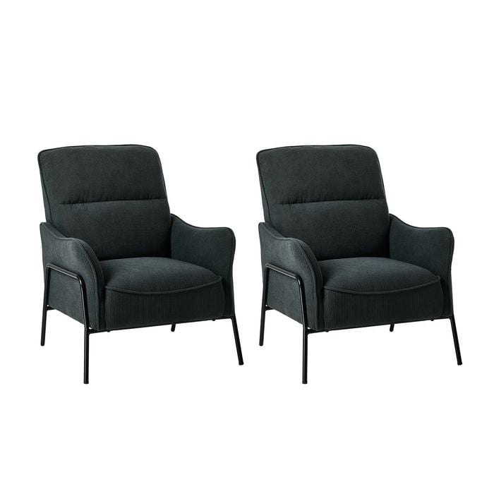 Oikiture Set of 2 Armchair Corduroy Fabric Lounge Chair Accent Chair