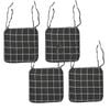 Bloomington Set of 4 Square Chair Pads with Ties Checkered Charcoal