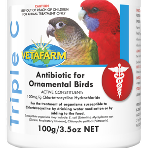 Vetafarm Triple C Antibiotic Powder for Ornamental Birds 100g