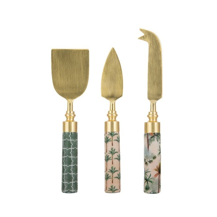 3pc Ladelle Panama Cheese Carving Knife Set Durable Serving Utensils