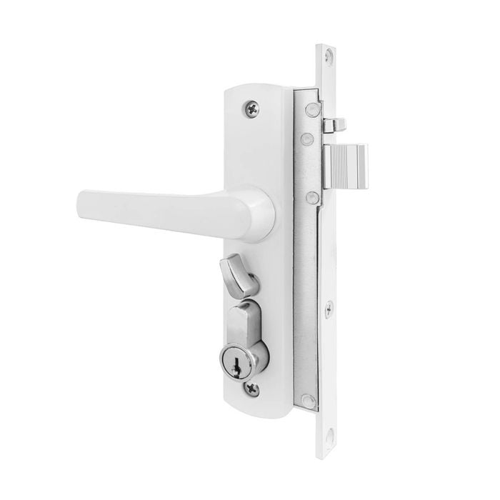 Rolltrak White Keyed Hinged Screen Door Lock