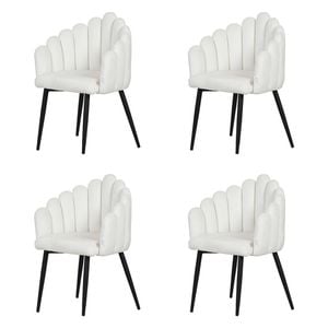Familand Dining Chairs Set of 4 Padded Seat Kitchen Living Room Chair Velvet in White