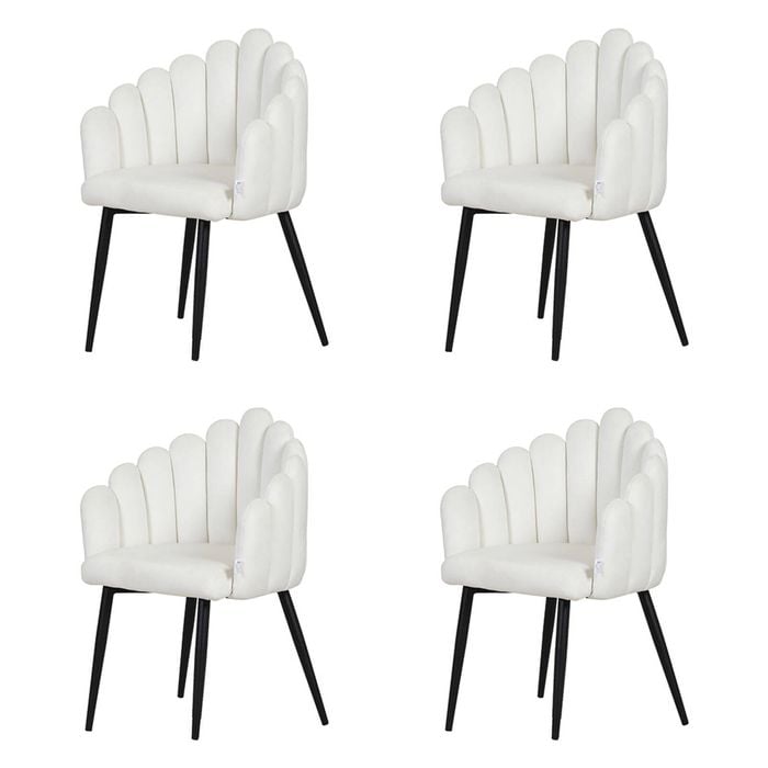 Familand Dining Chairs Set of 4 Padded Seat Kitchen Living Room Chair Velvet in White