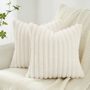 Gioia Casa Faux Fur Cushion Covers - Snow, 45cm x 45cm (Pack of 2)