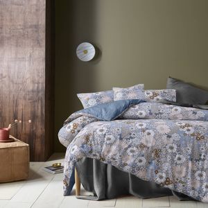 Accessorize Bedroom Collection Double Rainbow Garden Blue Washed Cotton Quilt Cover Set - Double Bed