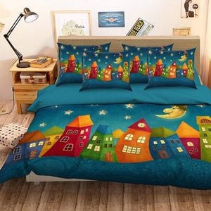 3D  Lovely Cartoon Houses 130 Bedding Set Pillowcases Quilt Duvet Cover Set Queen King