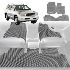 6D Diamond Car Floor Mats for Toyota LandCruiser 100 1998-2007-Full Set-Grey-Outback GT