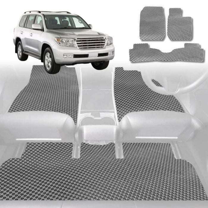 6D Diamond Car Floor Mats for Toyota LandCruiser 100 1998-2007-Full Set-Grey-Outback GT