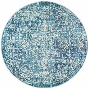 Sense 253 Blue 240x240cm - Large Round Transitional Pet Friendly Indoor Rug