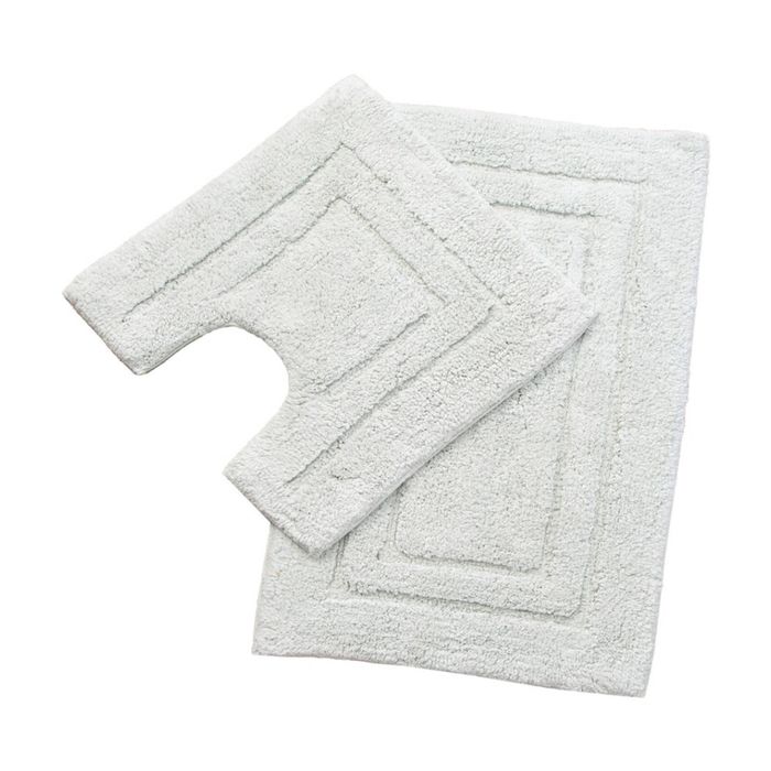2pc Renee Taylor Tufted Bath/Contour Mat Set Cotton 2200GSM Toilet/Shower Vapour