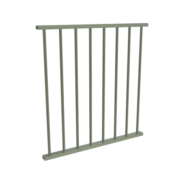ProtectorAl 0350 - 900 mm W x 950 mm H Pale Eucalypt Aluminium Flat Top Round Picket Balustrade Panel