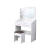 Vanity Set with Shelves Cushioned Stool and Lighted Mirror- White