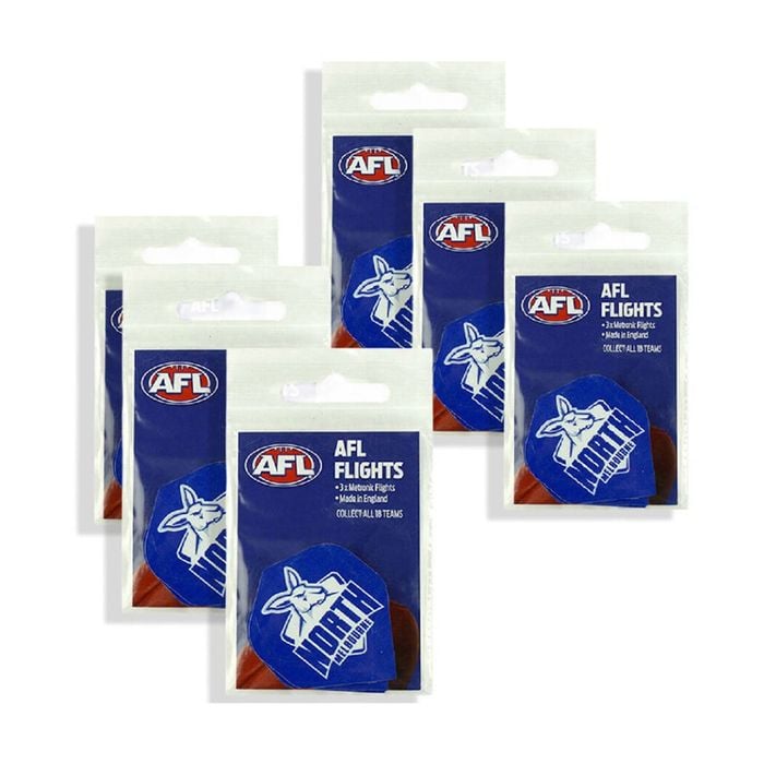 6x 3pc AFL Dart Flights Kangaroos North Melbourne Team Metronic England Made