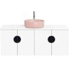 CIBO 1200mm White Mornington Wall Hung Vanity With Pink Basin And Black Handles