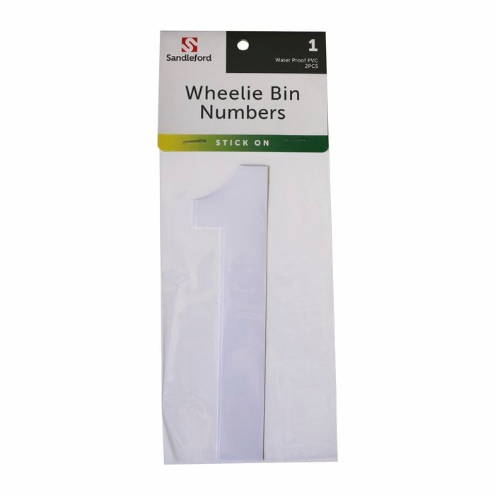 Sandleford 175mm White Self Adhesive Wheelie Bin Number 1