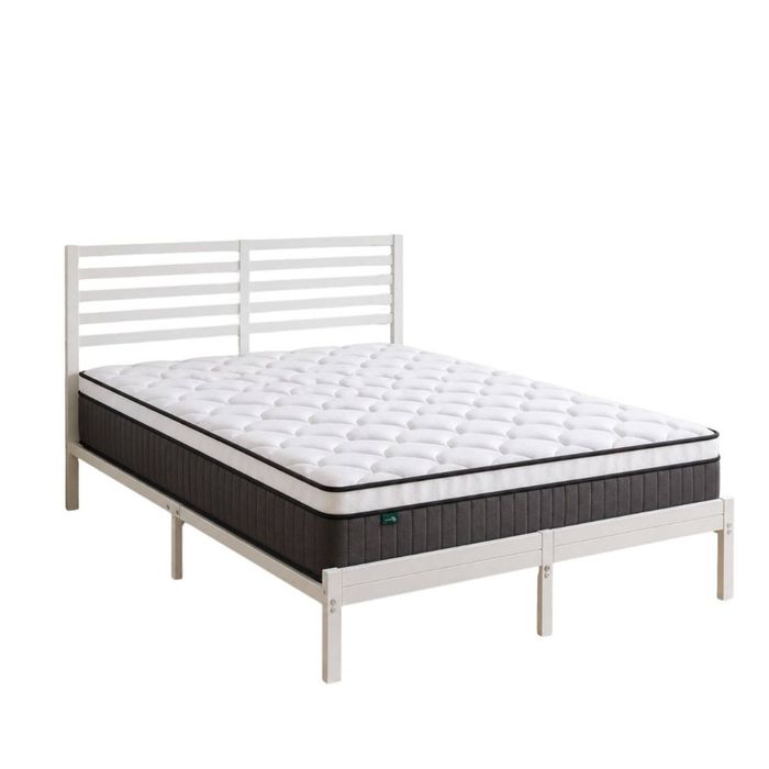 Zinus Queen Kai Bamboo Metal Bed Frame & Pocket Spring Mattress Set, Support iCoil Eurotop