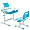 Costway Kids Study Desk&chair Set With Book Stand&led Light Blue