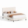 Advwin Queen Corduroy Upholstered Bed With Adjustable Headboard Beige