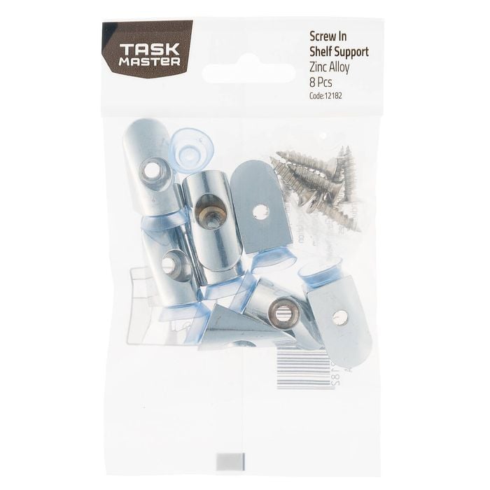 Taskmaster Chrome Screw in Shelf Support - 8 Pack