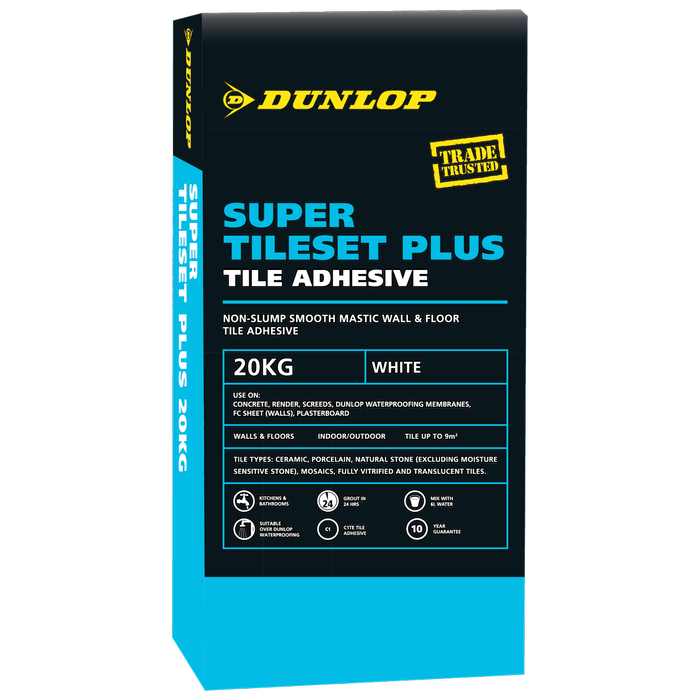 Dunlop 20kg White Super Tileset Plus Tile Adhesive
