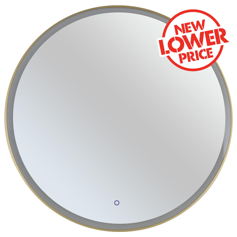 Round Framed Mirror LED Mirror With Frosted Edge and Touch Switch 800mm Brushed Brass