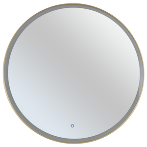 Mondella 800mm Round Brushed Brass Framed LED Mirror With Frosted Edge and Touch Switch for CCT + Dimmable + Defogger