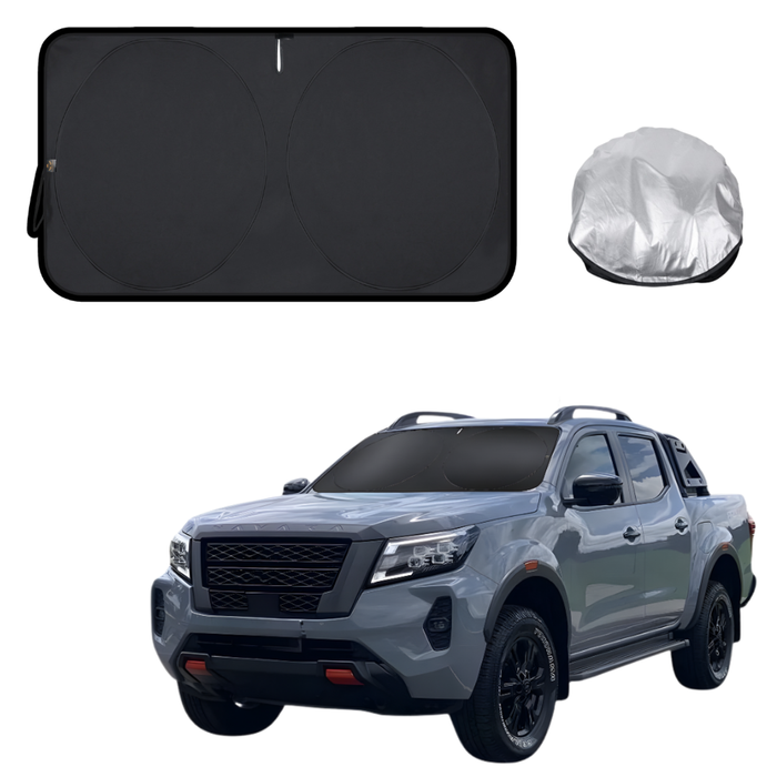 Front Windscreen Sun Shade for Nissan Navara Dual Cab 2022 - Current Pro-4X - Standard 150 x 85 cm - Black