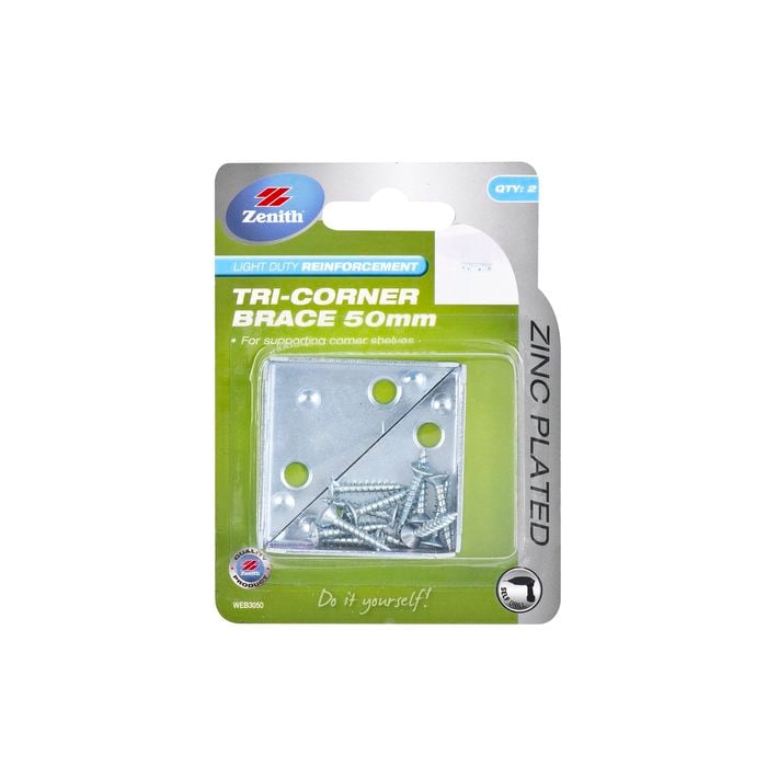 Zenith 50 x 15 x 1.8mm Tri Corner Brace - 2 Pack