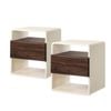 Oikiture 2x Bedside Tables Nightstand Side Table Drawer Storage Shelf Retro