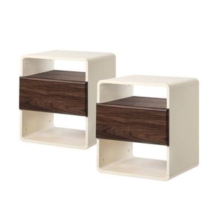 Oikiture 2x Bedside Tables Nightstand Side Table Drawer Storage Shelf Retro