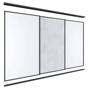 Lugna 2100 x 2701-3600mm Black 1 Mirror 2 Melamine Wardrobe Triple Sliding Doors