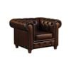 Max Chesterfield Armchair Single Seater Sofa Genuine Leather Antique Brown
