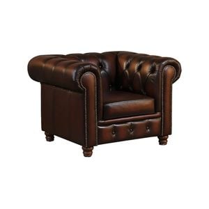 Max Chesterfield Armchair Single Seater Sofa Genuine Leather Antique Brown