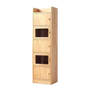 Lauft 5-tier Natural Bamboo Bookshelf, Wooden Tall Storage Cabinet & Bookcase
