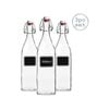 Bormioli Rocco 3pc Lavagna Glass Bottle Set with Chalkboard Label - 1L